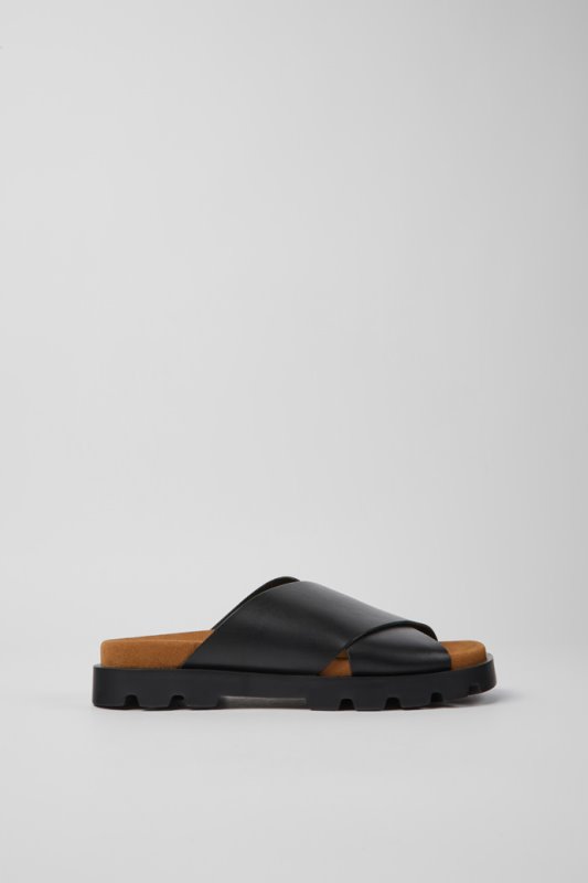 Sandal Brutus черни кожени сандали за дамски кемпер нови постъпления