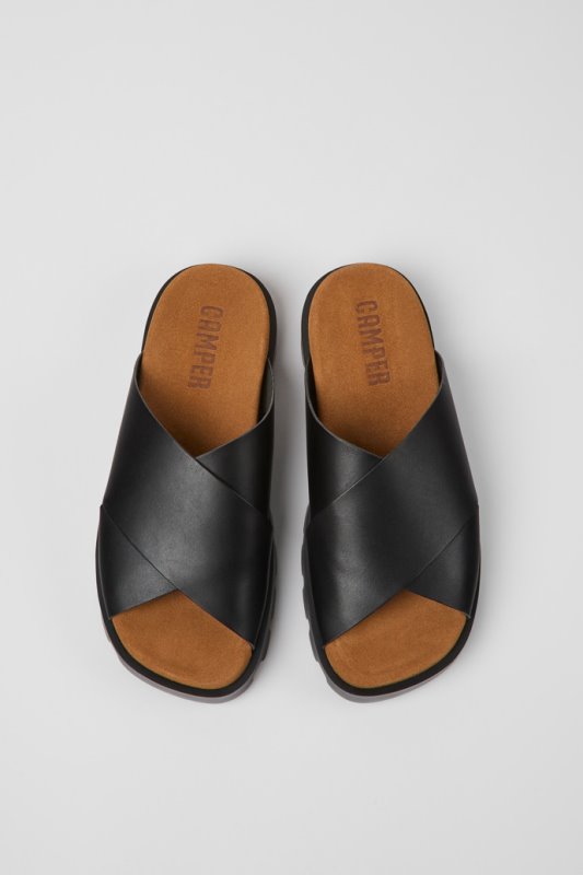Sandal Brutus черни кожени сандали за дамски кемпер нови постъпления