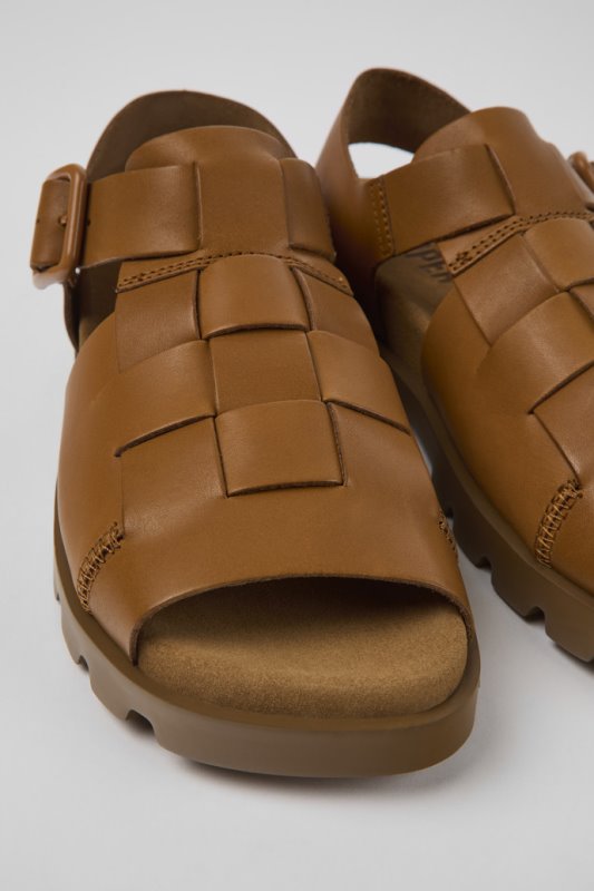 Sandal Brutus кафяви кожени сандали за жени изключителен кемпер