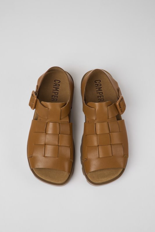 Sandal Brutus кафяви кожени сандали за жени изключителен кемпер