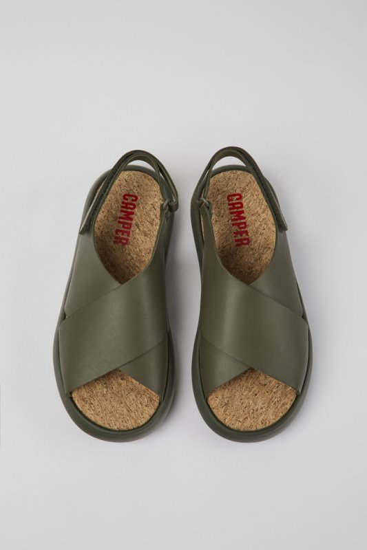 Camper Pelotas Flota зелени кожени сандали за жени нови постъпления