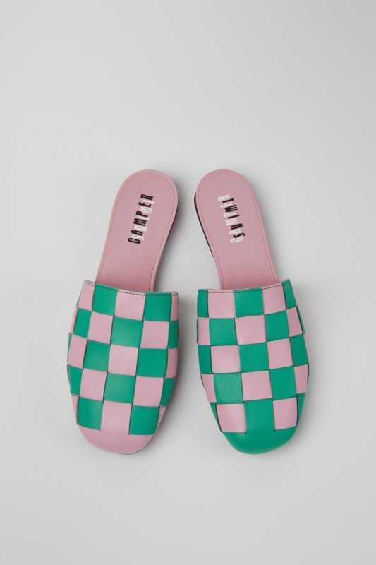 Дамски обувки от розова и зелена кожа Camper Design Twins