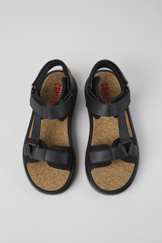 Camper Pelotas Flota черни кожени и текстилни сандали за мъже нови постъпления