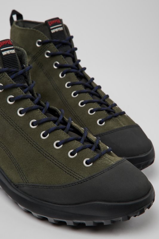 ексклузивни кемпери Crclr Gore-tex зелени набук и текстилни ботуши за мъже