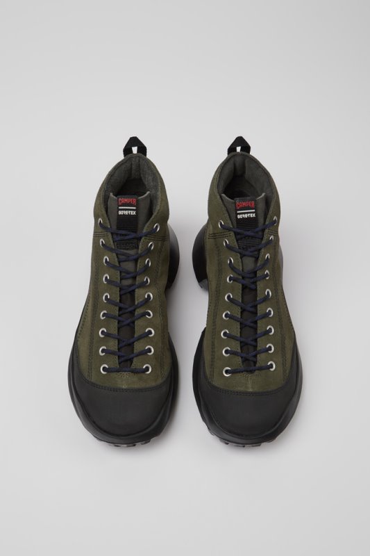 ексклузивни кемпери Crclr Gore-tex зелени набук и текстилни ботуши за мъже