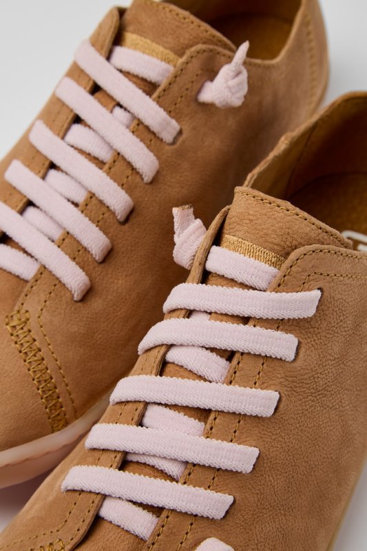 изключителни дамски кафяви кожени обувки Camper Peu