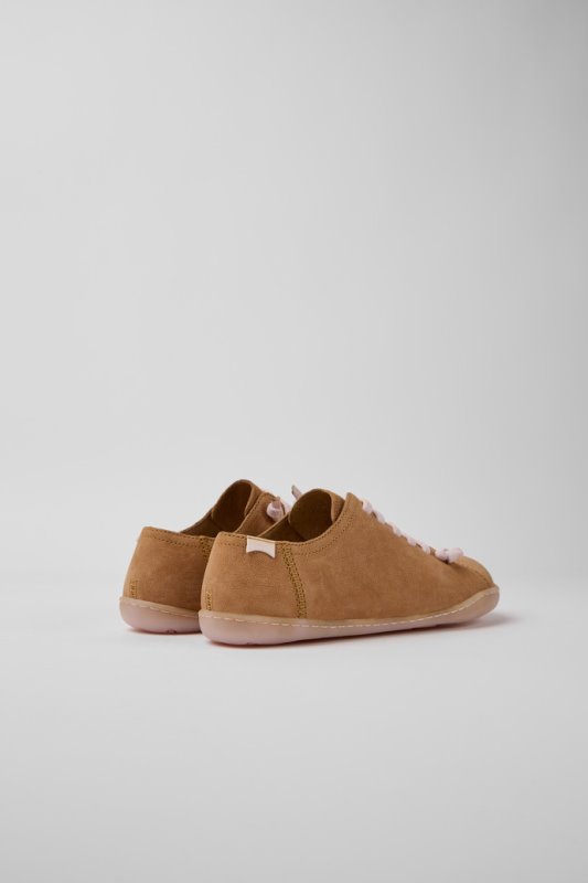 изключителни дамски кафяви кожени обувки Camper Peu