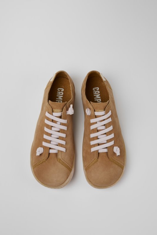 изключителни дамски кафяви кожени обувки Camper Peu