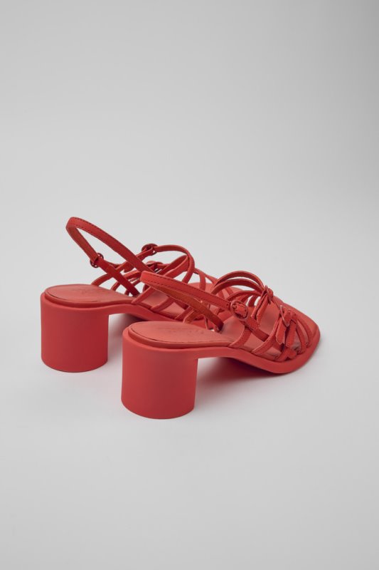 Червени кожени сандали Design Meda за дамски кемпер