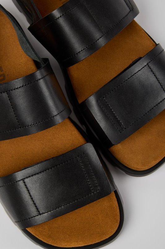 Sandal Brutus черни кожени сандали за мъже изключителен кемпер