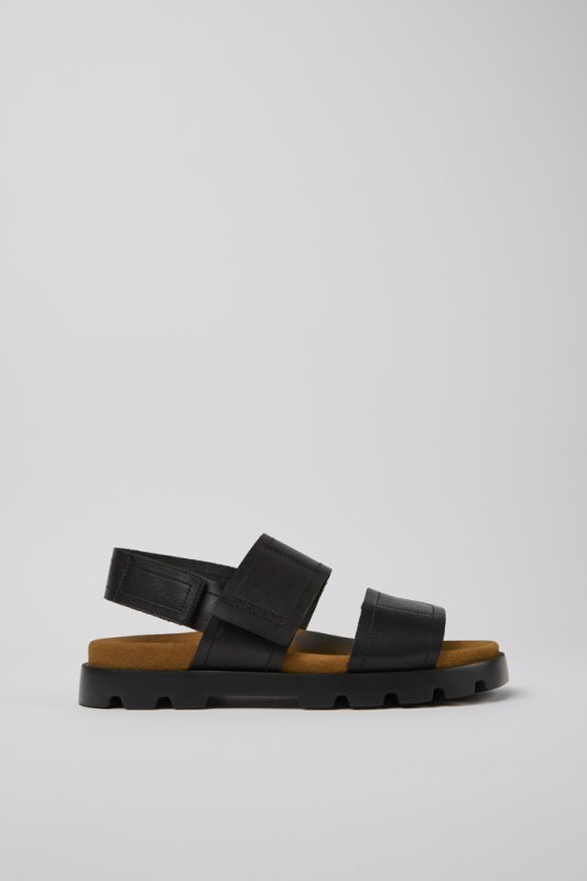 Sandal Brutus черни кожени сандали за мъже изключителен кемпер