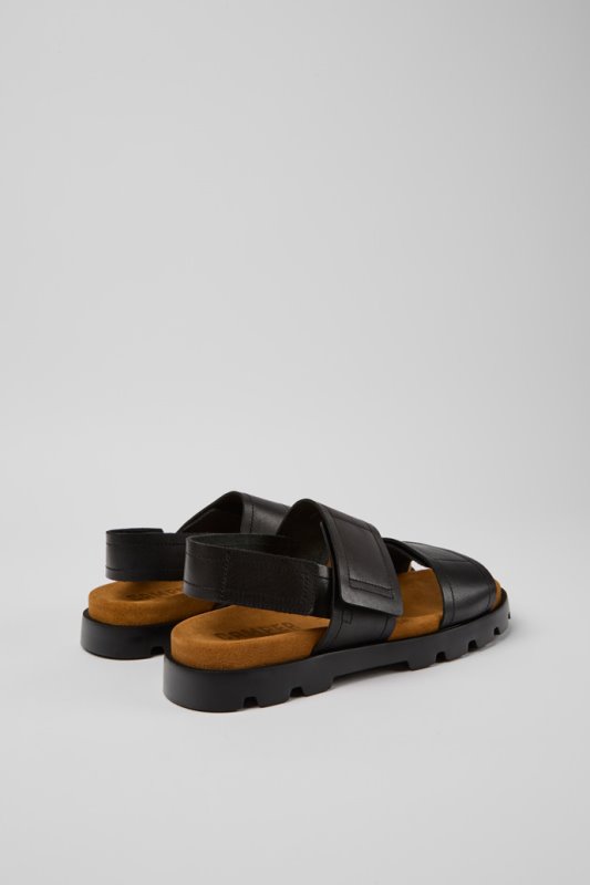 Sandal Brutus черни кожени сандали за мъже изключителен кемпер