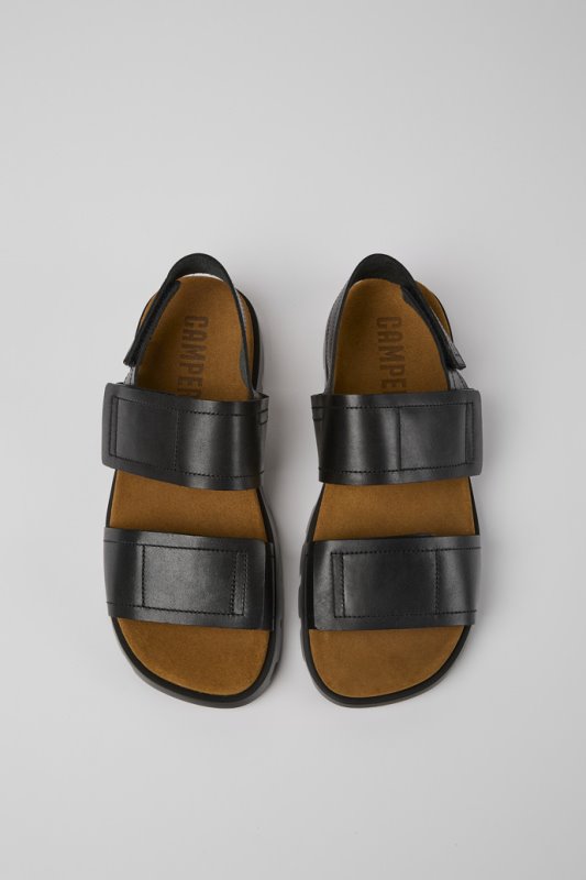 Sandal Brutus черни кожени сандали за мъже изключителен кемпер